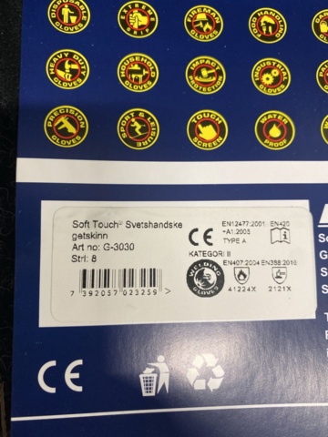 1408239-2 6 st Svetshandskar Softtouch getskinn, Strl 8