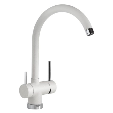 1369768-1 Köksblandare - icrolla Lyon, 6570A BSV/CR B, Silgranit, , diskmaskinsavstängning, Vit/krom