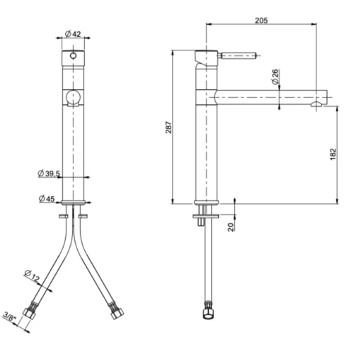 1369776-2 Köksblandare - icrolla Nice, 7110 ANT, Silgranit, Engreppsblandare, Antracit