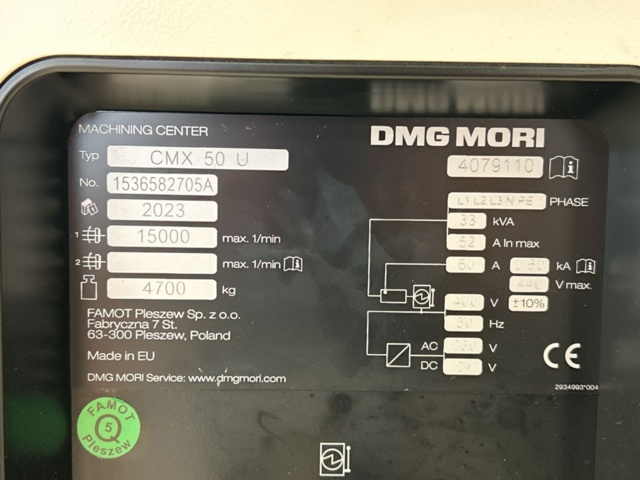 1361117-16 CNC-maskin 5-axlig - DMG Mori CMX 50 U -2023