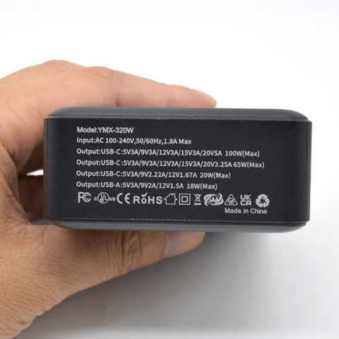 1410583-3 Laddstation GaN 320W – 8 portar (USB-C & USB-A) – Snabbladdning för mobil & laptop - Fri frakt