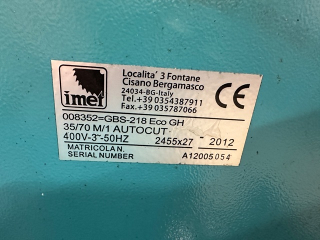 1399780-8 Bandsåg IMET GBS 218 Eco GH