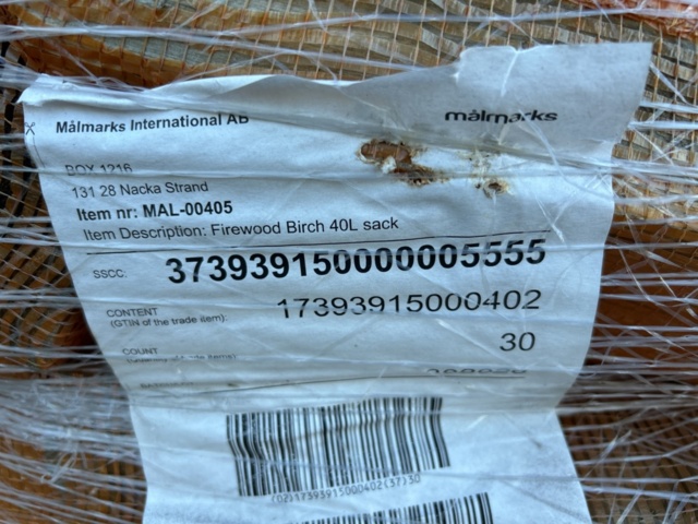 1378039-4 Pall med 27 st 40L-säckar björkved