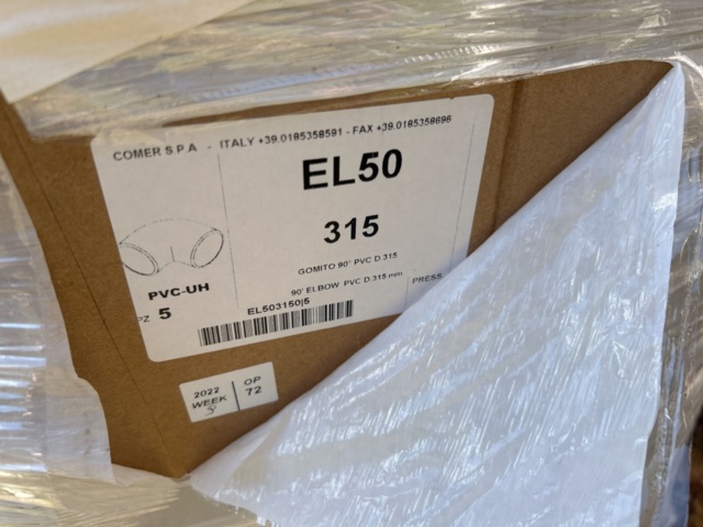 1378064-2 Avloppsrör mark 90-graders böjar 315mm, 6 st