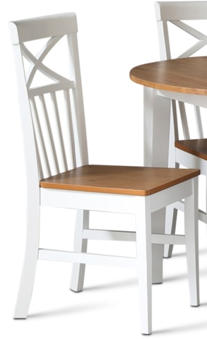 1412199-1 Nidingen vit stol med brunbetsad eksits 4 st,