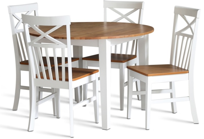 1412199-2 Nidingen vit stol med brunbetsad eksits 4 st,