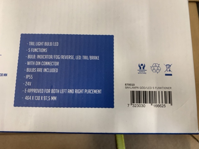 1411924-6 2 st Baklampor Göd/ LED 5 funktioner