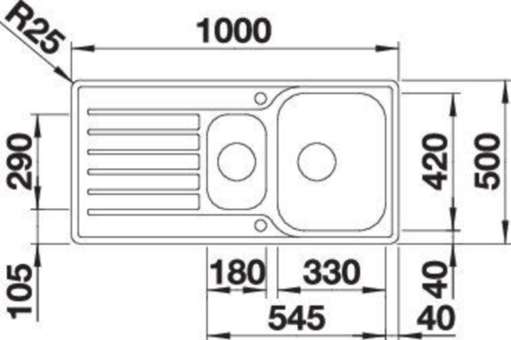1413349-3 Diskho - Blanco Lantos 6 S-IF, rostfritt stål