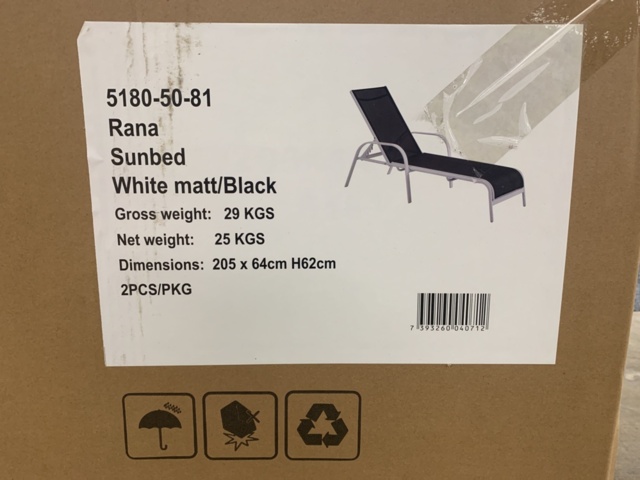 1413829-3 2 st Vilsängar/Solsängar Brafab Rana Vit/Svart