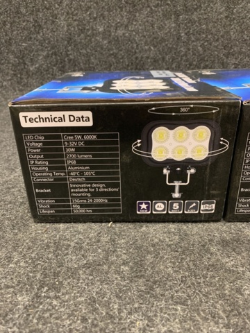 1413594-6 2 st arbetsstrålkastare 30W LED