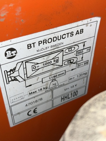 1378093-4 Elektrisk höglyftande palldragare BT HHL100 1000kg