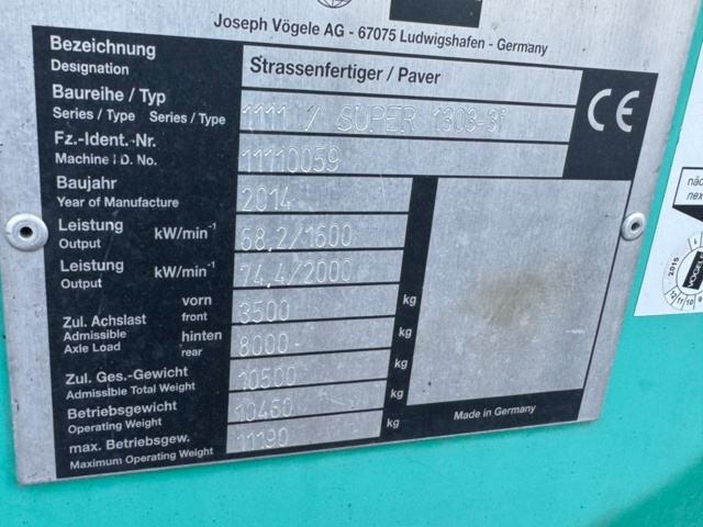 1199596-16 Vögele Super 1303-3i Asfaltläggare