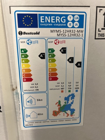 1415121-5 Luftvärmepump 12000 BTU för nordiskt klimat