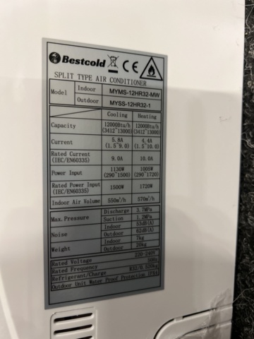 1415130-28 Luftvärmepump 12000 BTU för nordiskt klimat