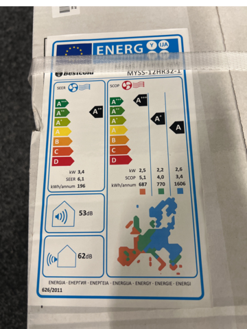 1415177-8 5 st Luftvärmepumpar 12000 BTU för nordiskt klimat