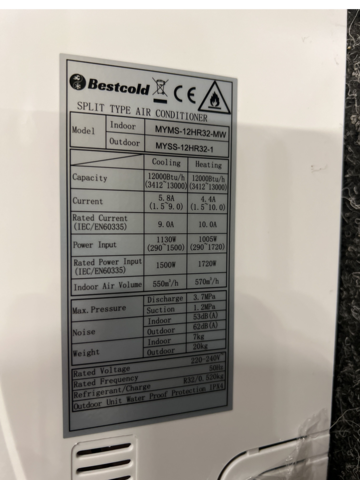 1415177-28 5 st Luftvärmepumpar 12000 BTU för nordiskt klimat
