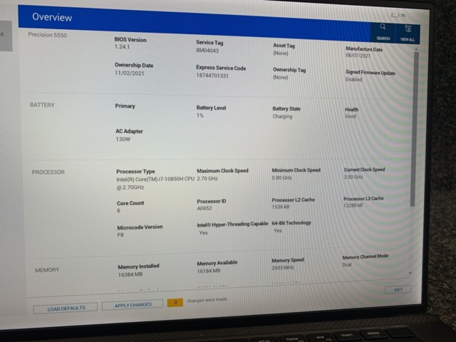 1415587-6 Laptop Dell Precision 5550 15,6"  (Saknar laddare)