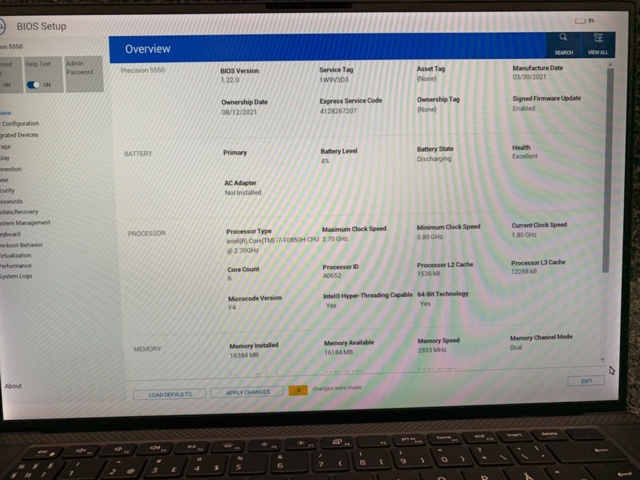 1415596-6 Laptop Dell Precision 5550 15.6" (Missing charger)