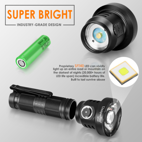 1416438-3 Ficklampa 2500 Lumen – EDC Modell med 5 lägen - Fri frakt