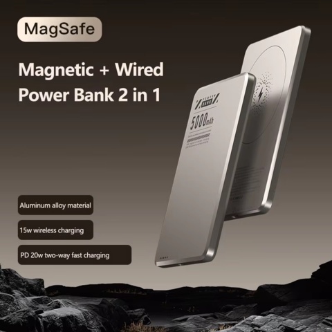 1416509-4 Mobiltillbehör Magsafe powerbank i metall 5000mah - Fri frakt