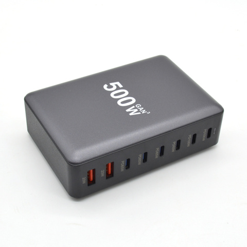 1416513-1 Laddstation GaN 500W – 8 portar (USB-C & USB-A) – Snabbladdning för mobil & laptop - Fri frakt