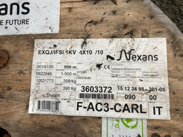1378141-2 Kraftkabel 500 meter - Nexans EXQJ/IFSI 1KV 4x10/10