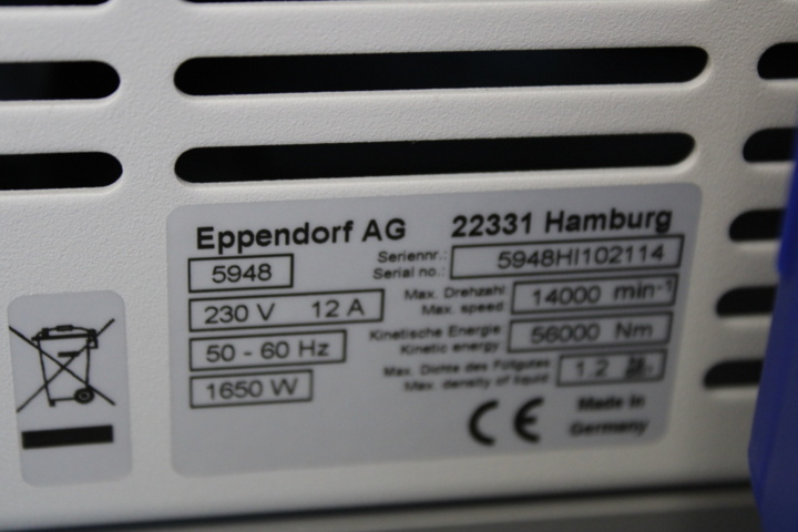 1410603-8 Kyld centrifug Eppendorf 5948