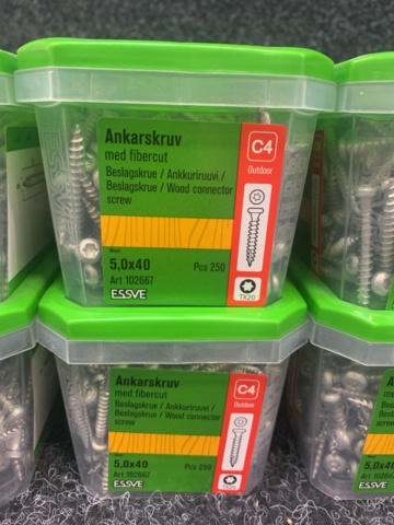 1418439-4 8 st Förpackningar Ankarskruv 5,0x40, Essve
