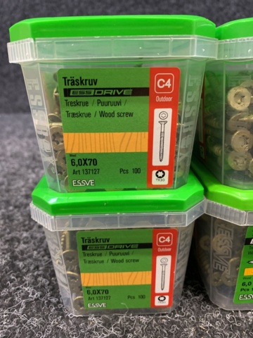 1418501-2 8 st Förpackningar Träskruv, Essve