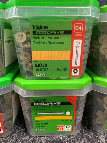 1418501-3 8 st Förpackningar Träskruv, Essve