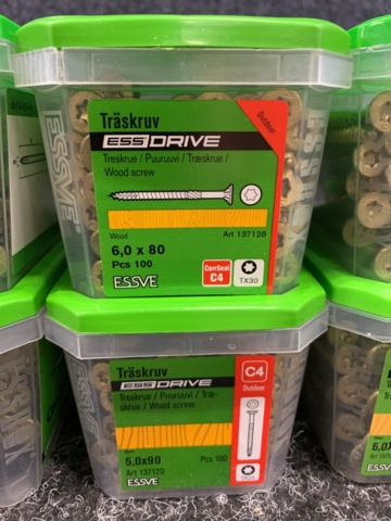 1418501-4 8 st Förpackningar Träskruv, Essve