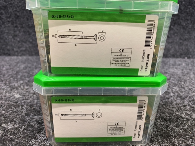 1418501-6 8 st Förpackningar Träskruv, Essve