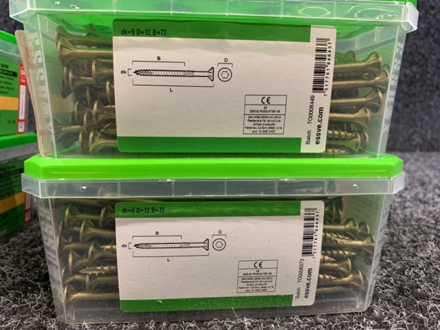 1418501-9 8 st Förpackningar Träskruv, Essve