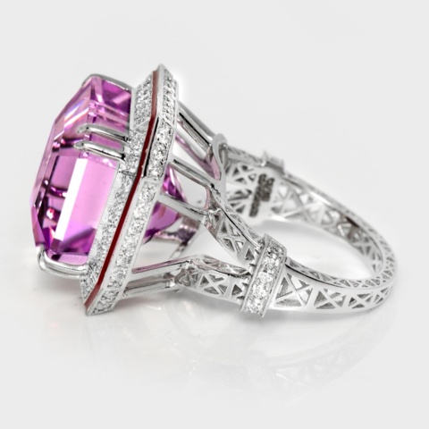1419160-3 Ring 14K vitguld med kunzite och diamanter IGI-cert
