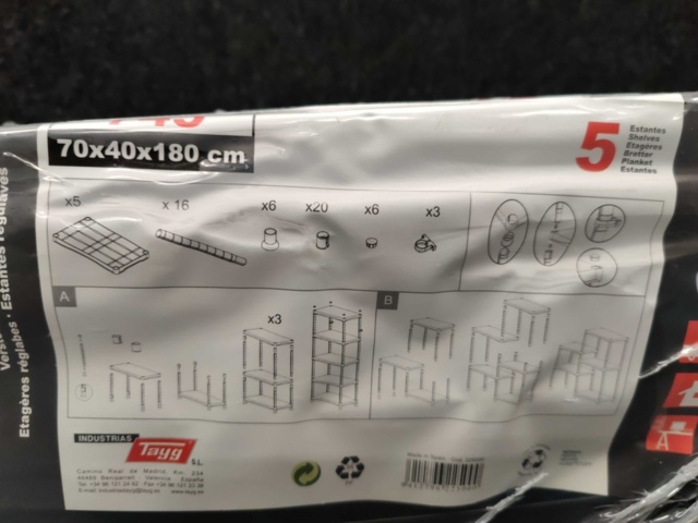 1419017-7 Förvaringshylla Tayg 70x40x180 cm