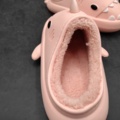 1420537-2 3 pairs of lined shark slippers, Pink, size: 32-33