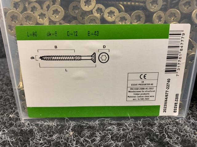 1418493-4 2 st Förpackningar Träskruv 6,0x80, Essve