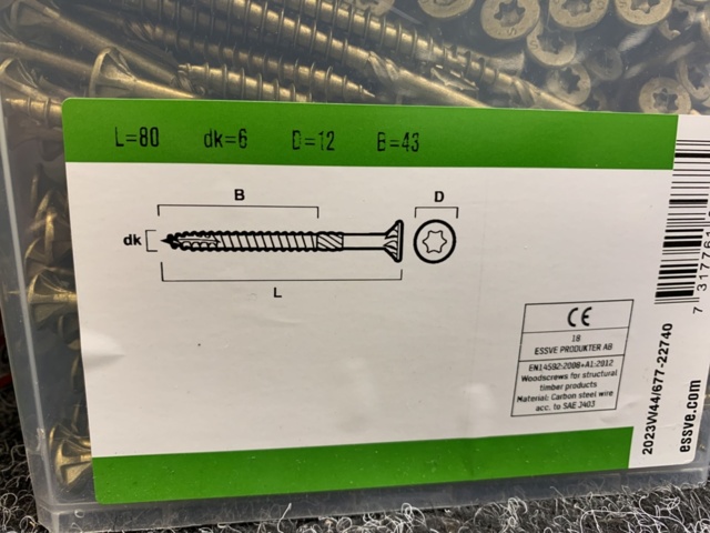 1418493-5 2 st Förpackningar Träskruv 6,0x80, Essve