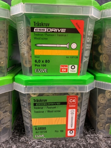 1418497-2 8 st Förpackningar Träskruv 6,0x80mm, Essve