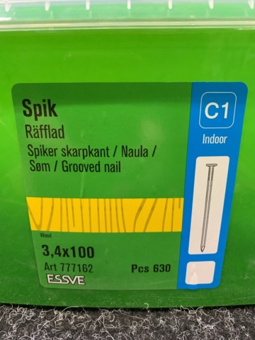 1419434-3 2 st Förpackningar Räfflad spik 3,4x100mm, Essve