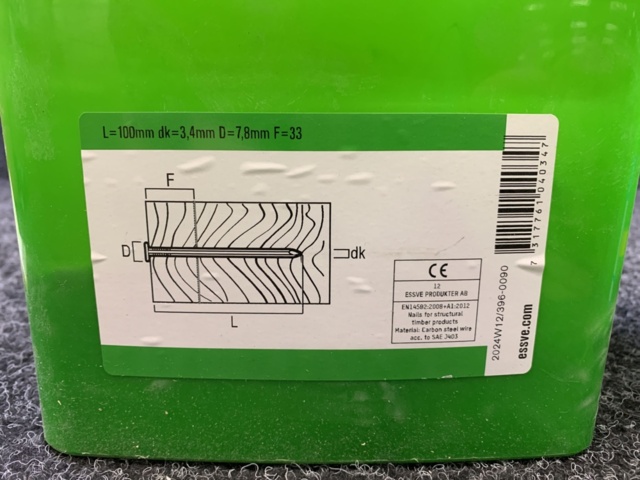 1419434-4 2 st Förpackningar Räfflad spik 3,4x100mm, Essve