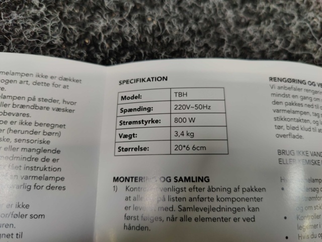 1422464-6 Terrace heater 800W floor model