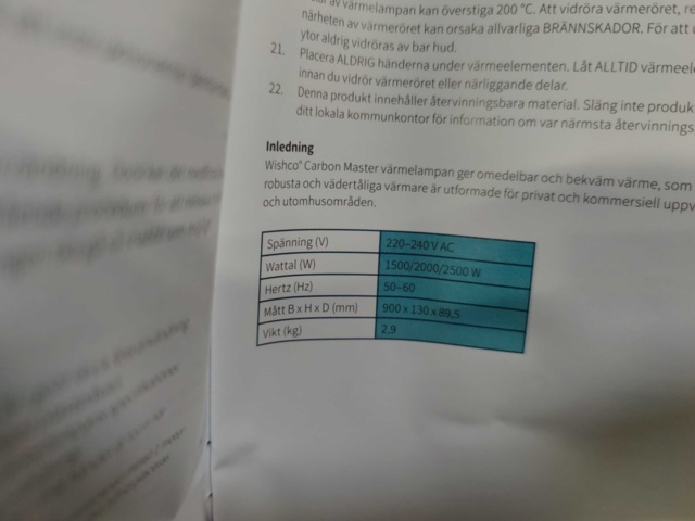 1423814-8 Infravärmare Wichco 1500W, Svart