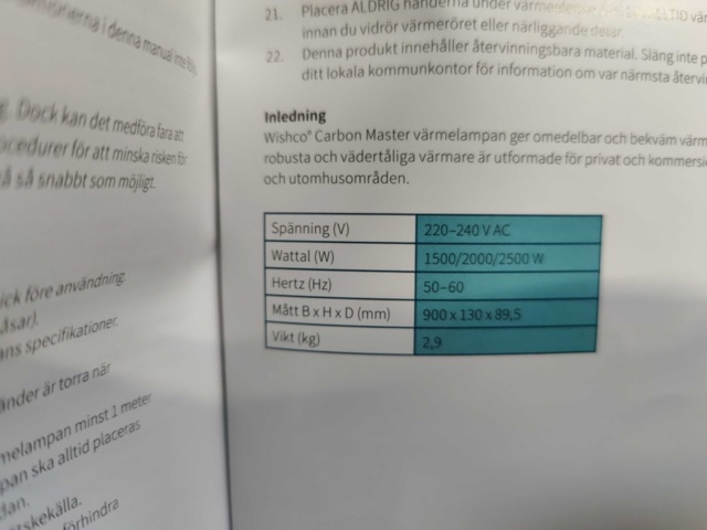 1423855-7 Infravärmare Wichco 2500W, Svart