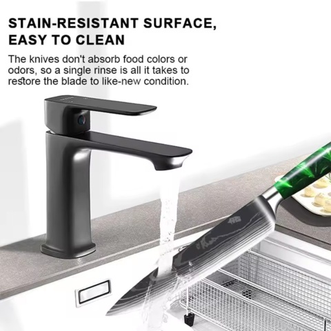 1424303-5 Knivset 10-delars – Röd Marmorfinish - Fri frakt