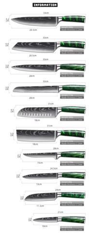 1424304-5 Knivset 10-delars – Grön Marmorfinish - Fri frakt