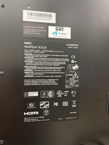 1395711-3 Monitors 2 pcs on stand - NEC MultiSync X552S