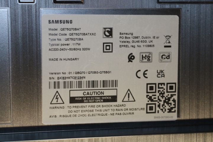 1416601-7 TV 75 inch Samsung QE75 with home theater system