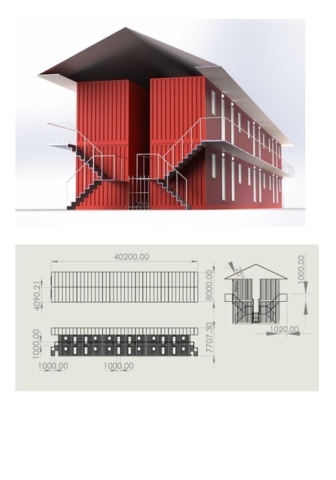 1373443-78 Boendecontainer – 40’ HC med 2 studiolägenheter (oanvänd)