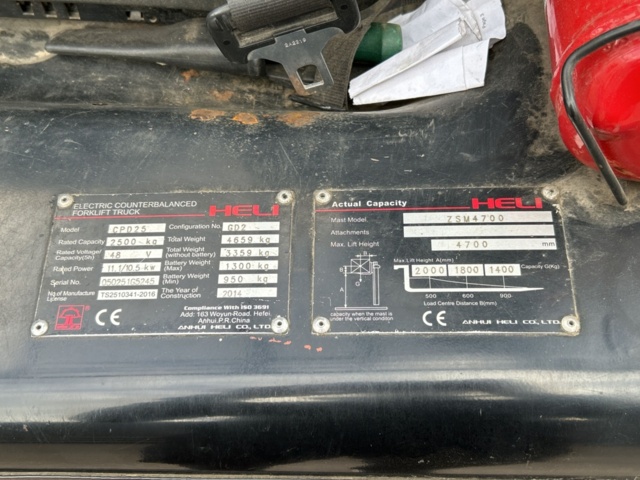 1361253-20 Elektrisk motviktstruck Heli CPD25 -2014